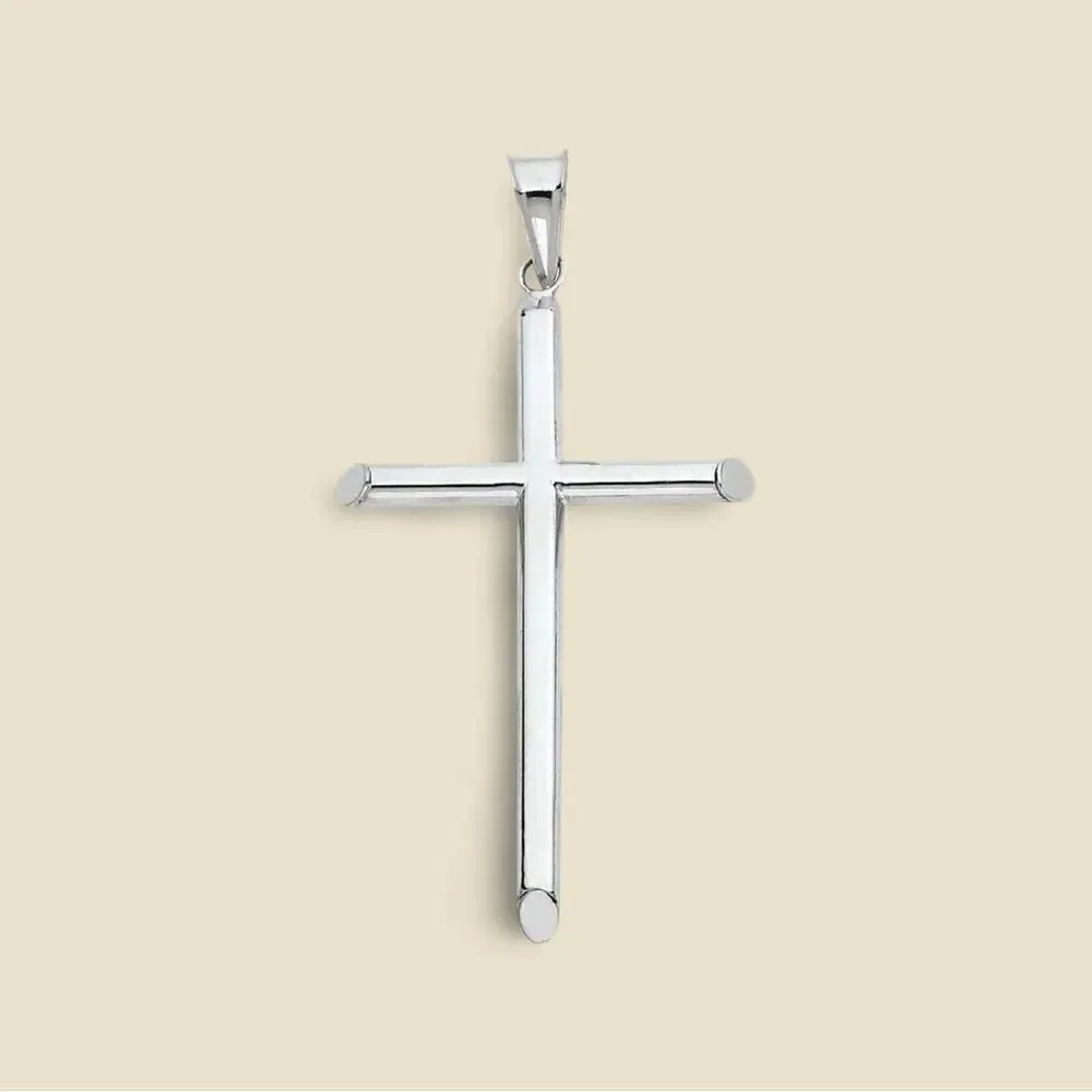 14K Real White Gold Cross Pendant | Elegant Religious Jewelry |